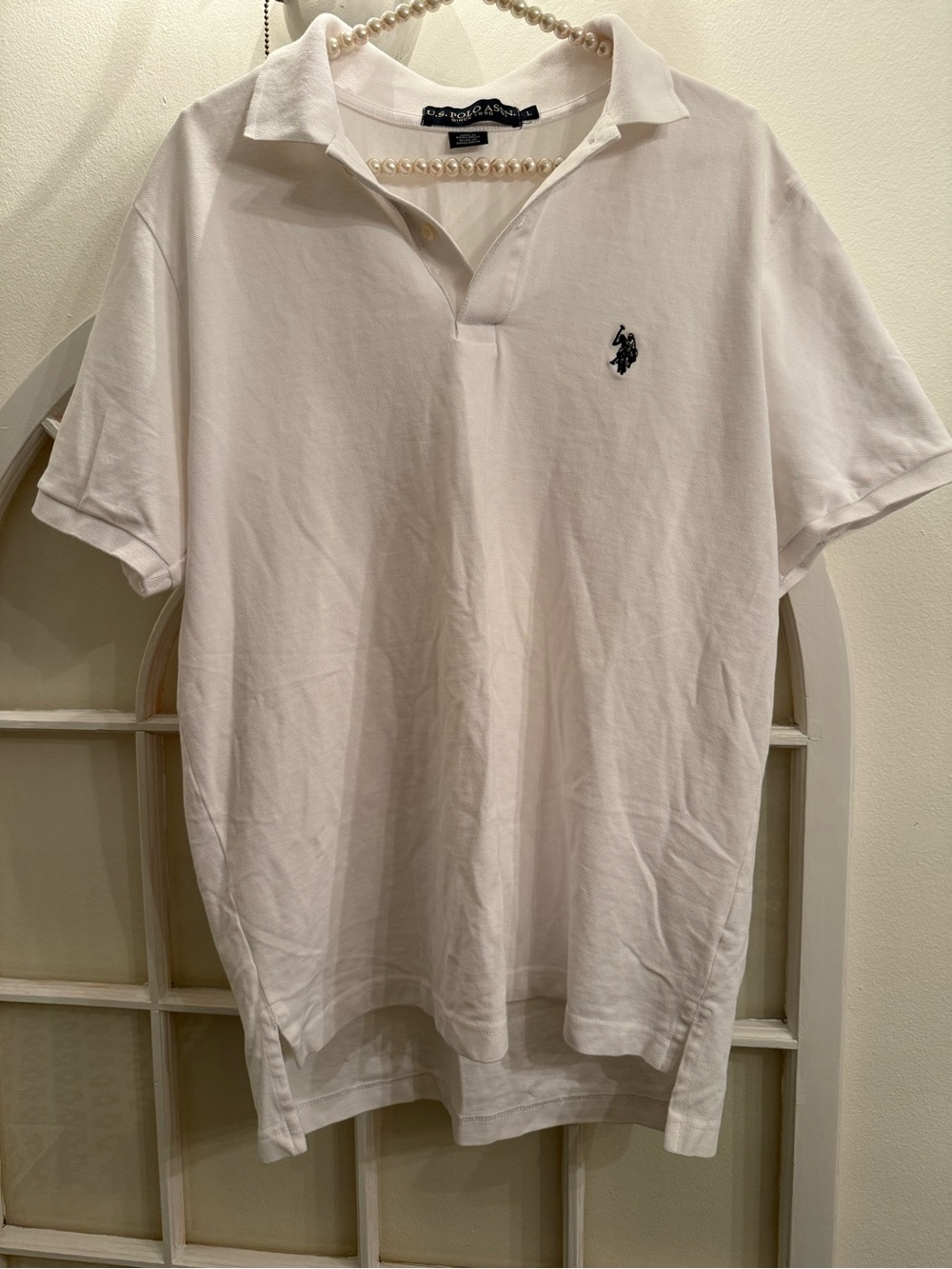 U.S. Polo Assn. Men's Classic White Short Sleeve Polo Shirt - Size L Preppy